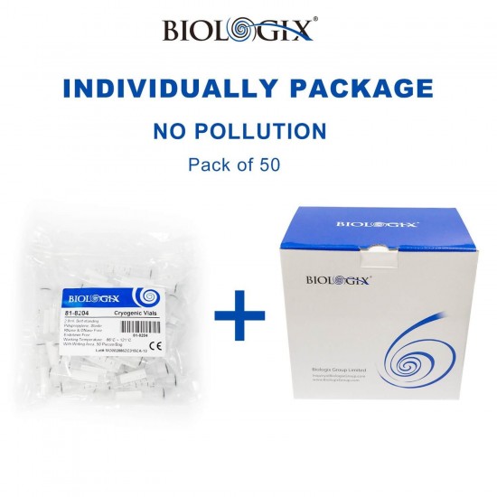 2ml Cryogenic Vials, Lab Vials for Low Temperature Storage, 50/Bag, 500/Pack, 2000/Case